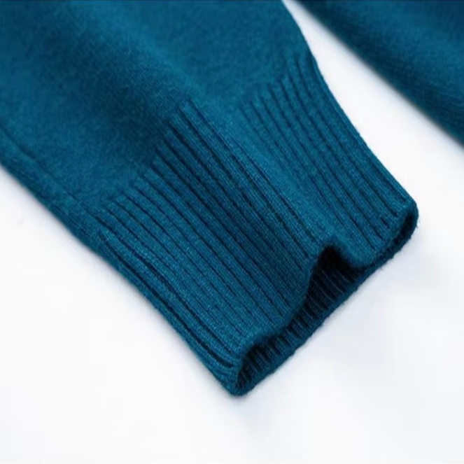 Ribbed turtleneck sweater with long sleeves and hip-length hem