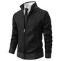 Men's textured geometric cardigan with mock neck and front zip