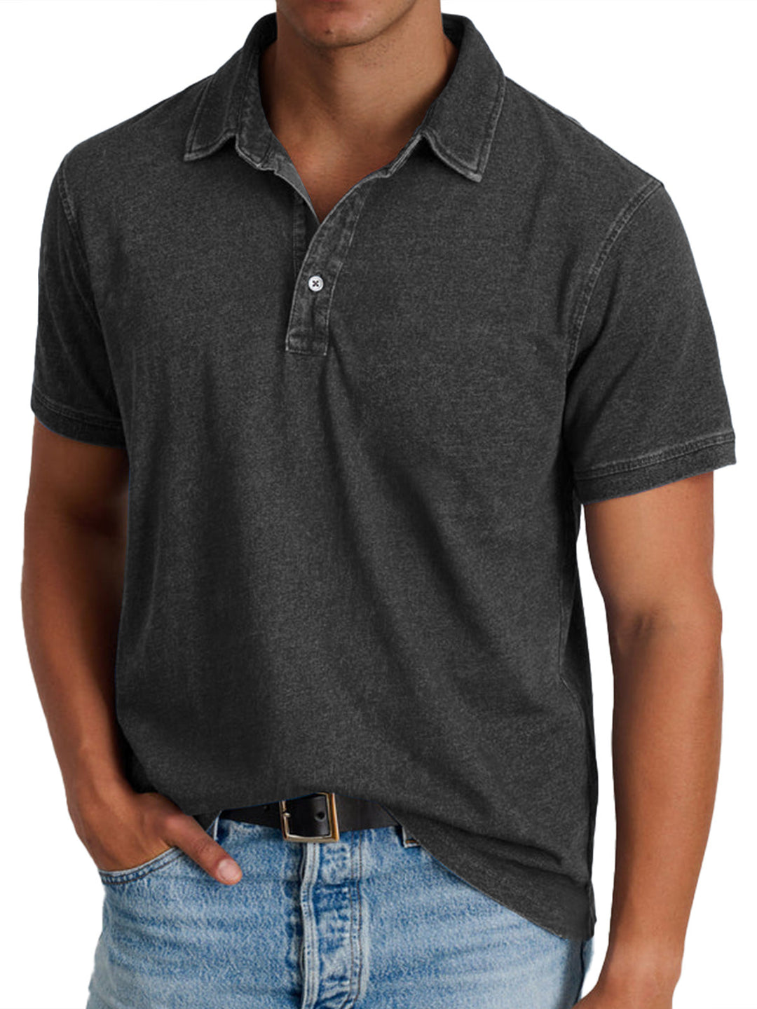 Men's Polo Shirt with Collar, Short Sleeve Solid Cotton Smart Casual Polo Regular Fit
