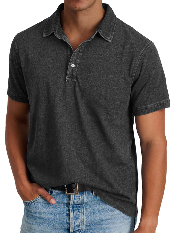 Men's Polo Shirt with Collar, Short Sleeve Solid Cotton Smart Casual Polo Regular Fit