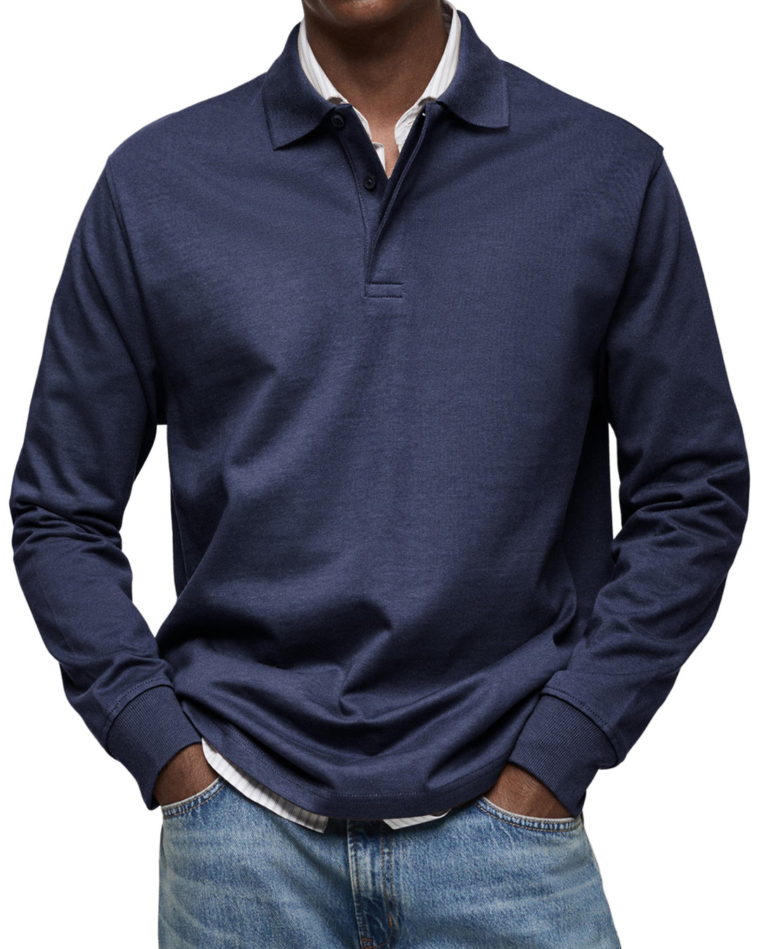 Men's Long Sleeve Polo Shirt, Casual Slim Fit Collared Polo for Everyday Wear