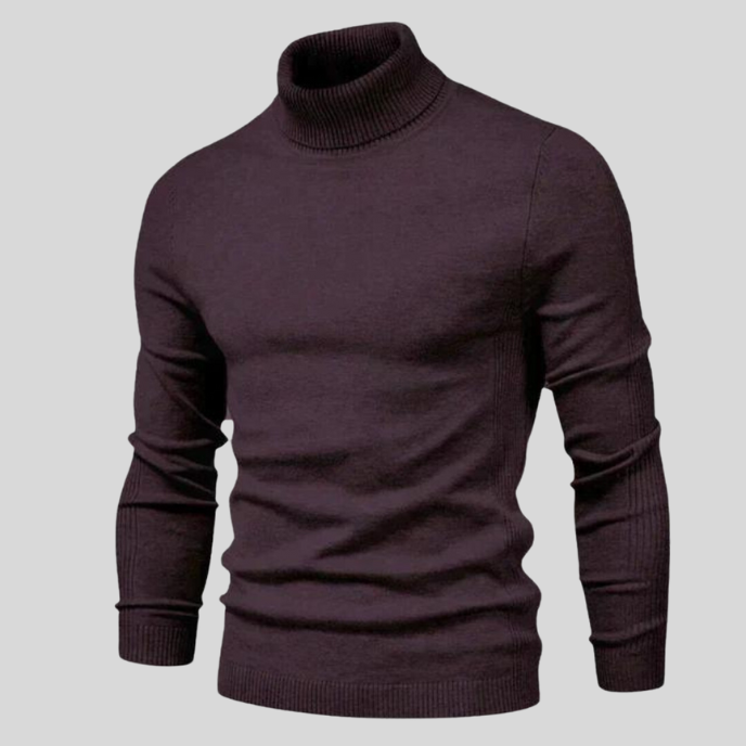 Men's ribbed turtleneck jumper with long sleeves and fitted shape