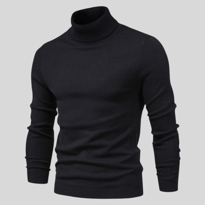 Men's ribbed turtleneck jumper with long sleeves and fitted shape