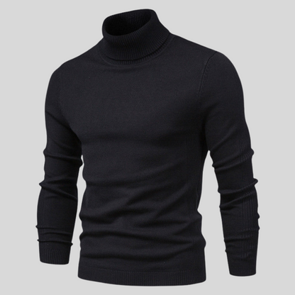 Men's ribbed turtleneck jumper with long sleeves and fitted shape