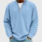 Men's textured ribbed jumper with mock neck and half-zip front