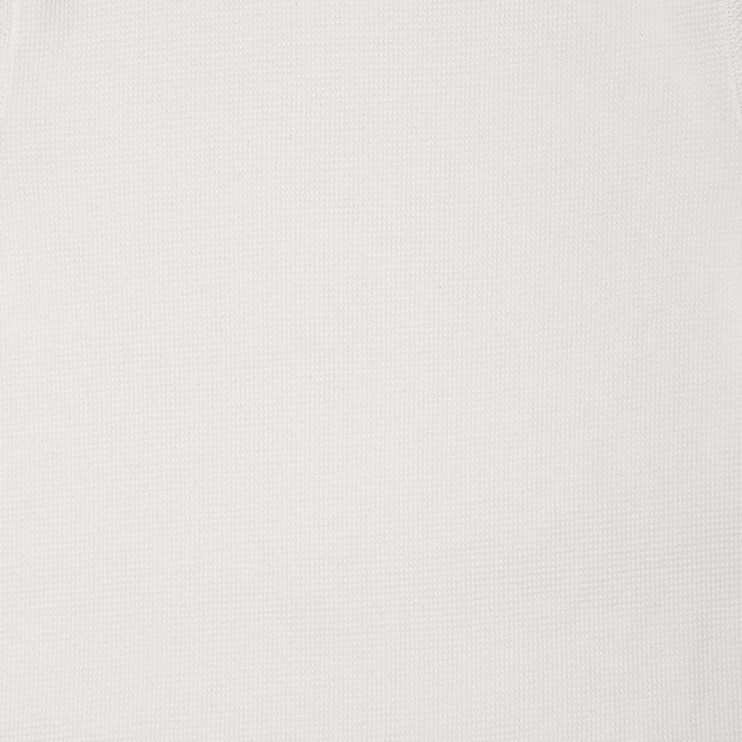 Men's white waffle-textured long sleeve crew-neck T-shirt
