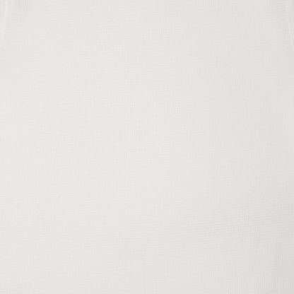 Men's white waffle-textured long sleeve crew-neck T-shirt