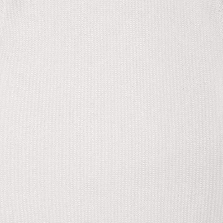 Men's white waffle-textured long sleeve crew-neck T-shirt