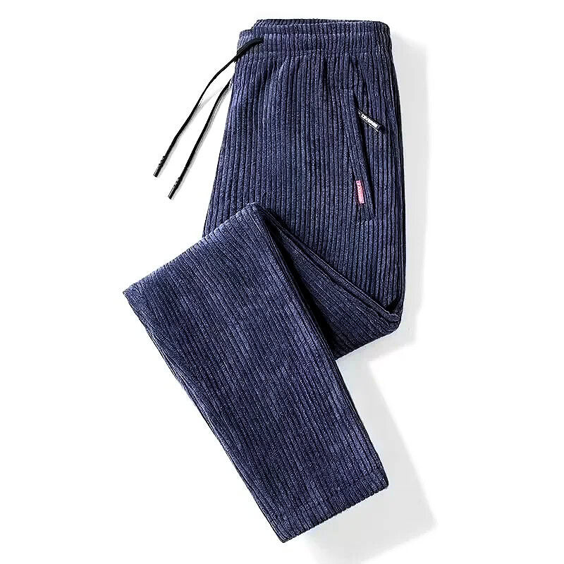 Straight-leg corduroy trousers with drawstring waist and side pockets