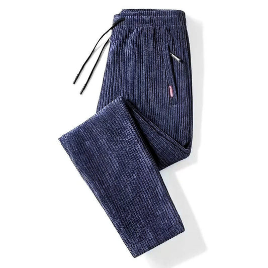 Straight-leg corduroy trousers with drawstring waist and side pockets
