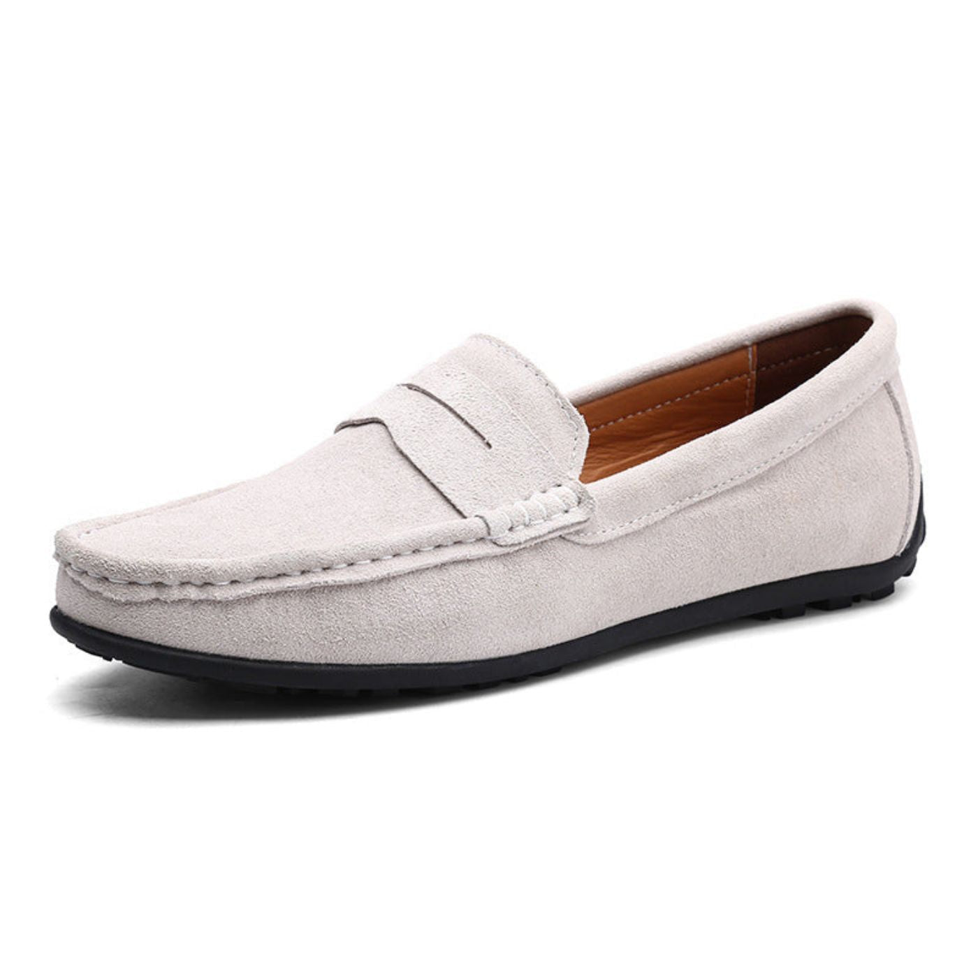 Men's moc toe loafers with penny strap detail