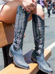 Embroidered knee-high Western cowboy boots