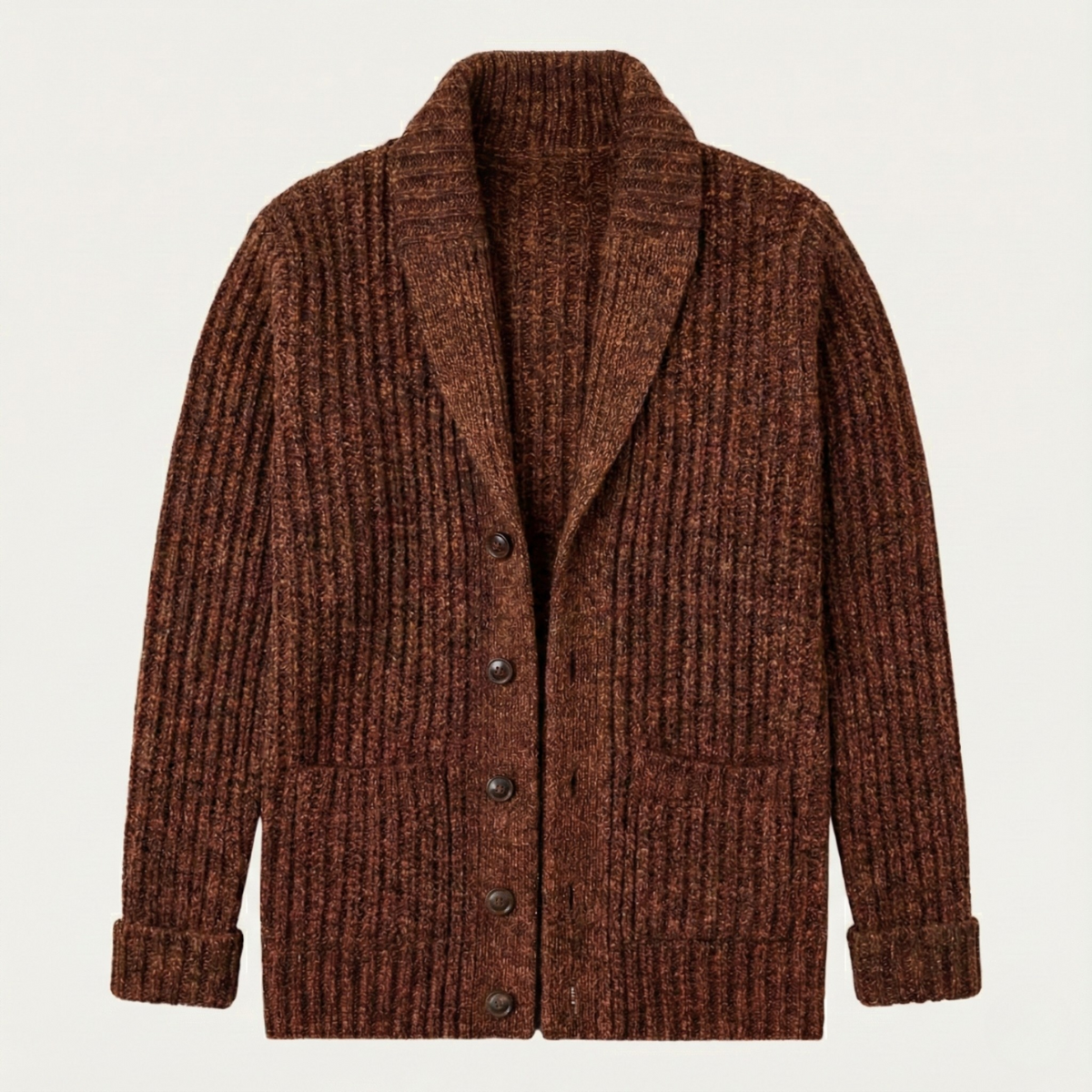 Men's chunky knit shawl collar cardigan