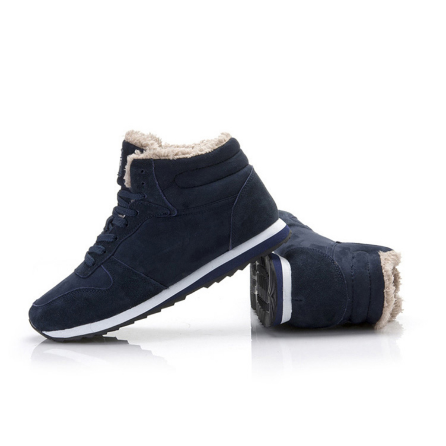 High top lace-up sneaker boots with faux fur collar