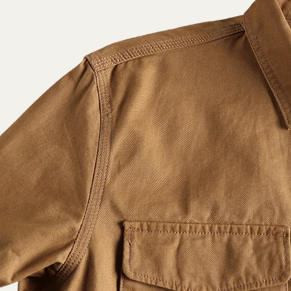 Men's long-sleeve utility shirt with button front and two flap chest pockets