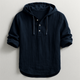 Unisex hooded pullover shirt with button placket