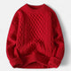 Men's cable knit crew neck jumper with long sleeves and ribbed trims