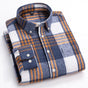 Long-sleeve checked flannel shirt with button-down collar and chest pocket