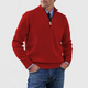 Men's plain half-zip sweater with ribbed mock neck