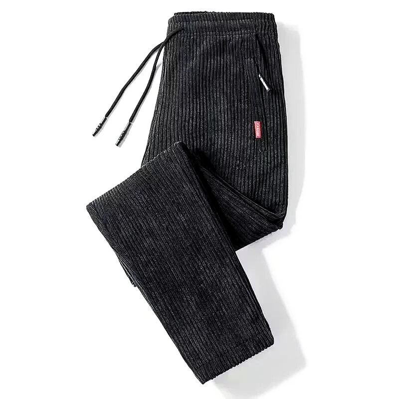 Straight-leg corduroy trousers with drawstring waist and side pockets