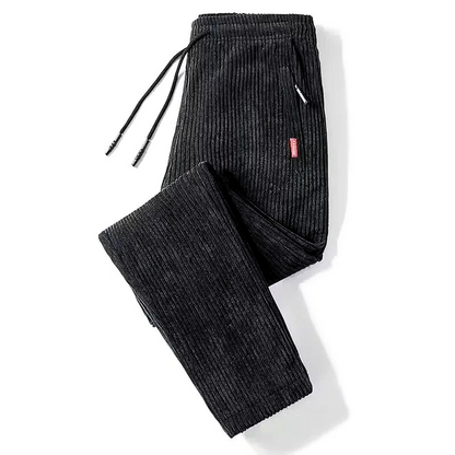 Straight-leg corduroy trousers with drawstring waist and side pockets