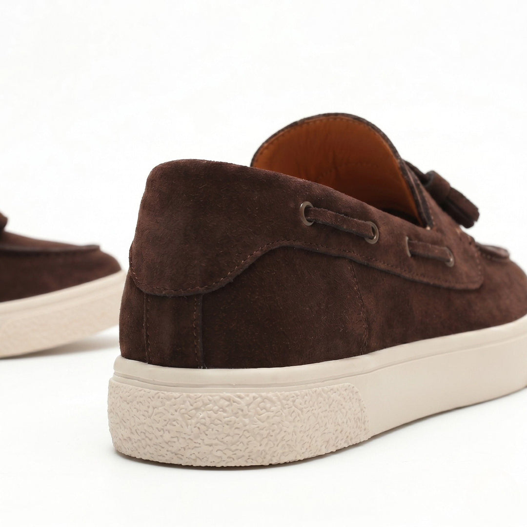 Men's suede round-toe slip-on loafers