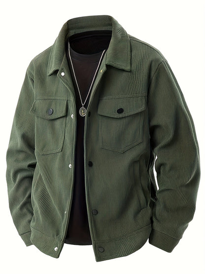 Corduroy utility jacket with shirt collar, long sleeves and four front pockets