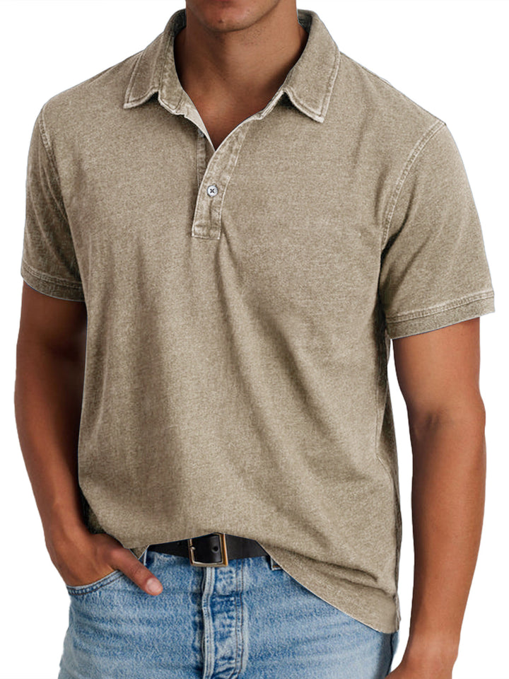 Men's Polo Shirt with Collar, Short Sleeve Solid Cotton Smart Casual Polo Regular Fit