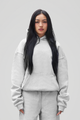 Unisex heather grey 600 GSM hoodie with long sleeves
