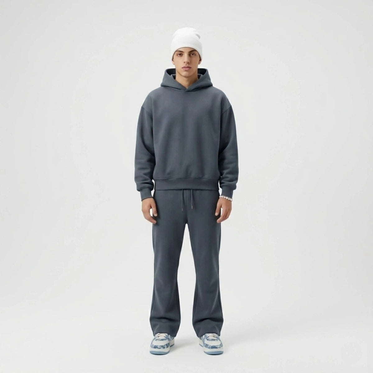 Unisex oversized hooded sweatshirt and matching jogger tracksuit set