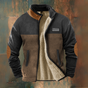 Men's colour-block jacket with stand collar, long sleeves and front pockets