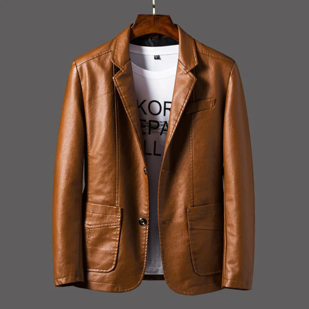Men's blazer jacket with notched lapels, button front and patch pockets