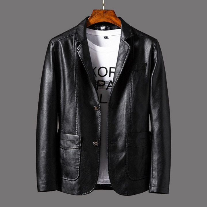 Men's blazer jacket with notched lapels, button front and patch pockets