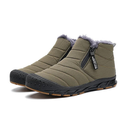 Quilted ankle boots with side zip, fleece-look trim and textured flat soles