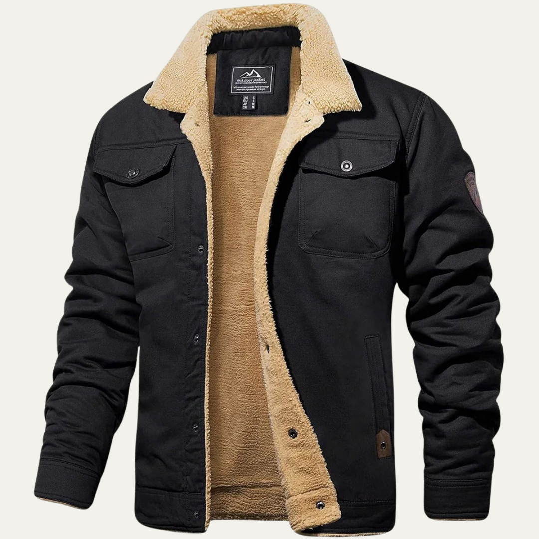Men's fleece-lined hooded winter coat