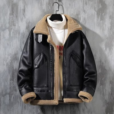 Men's textured-lined zip front jacket shown in brown and black colourways