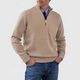 Men's plain half-zip sweater with ribbed mock neck