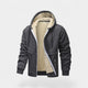 Men's hooded zip cardigan with fleece-style lining and ribbed trims
