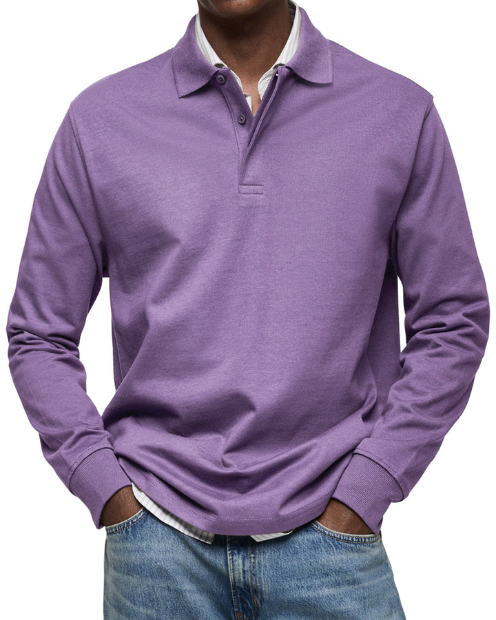 Men's Long Sleeve Polo Shirt, Casual Slim Fit Collared Polo for Everyday Wear