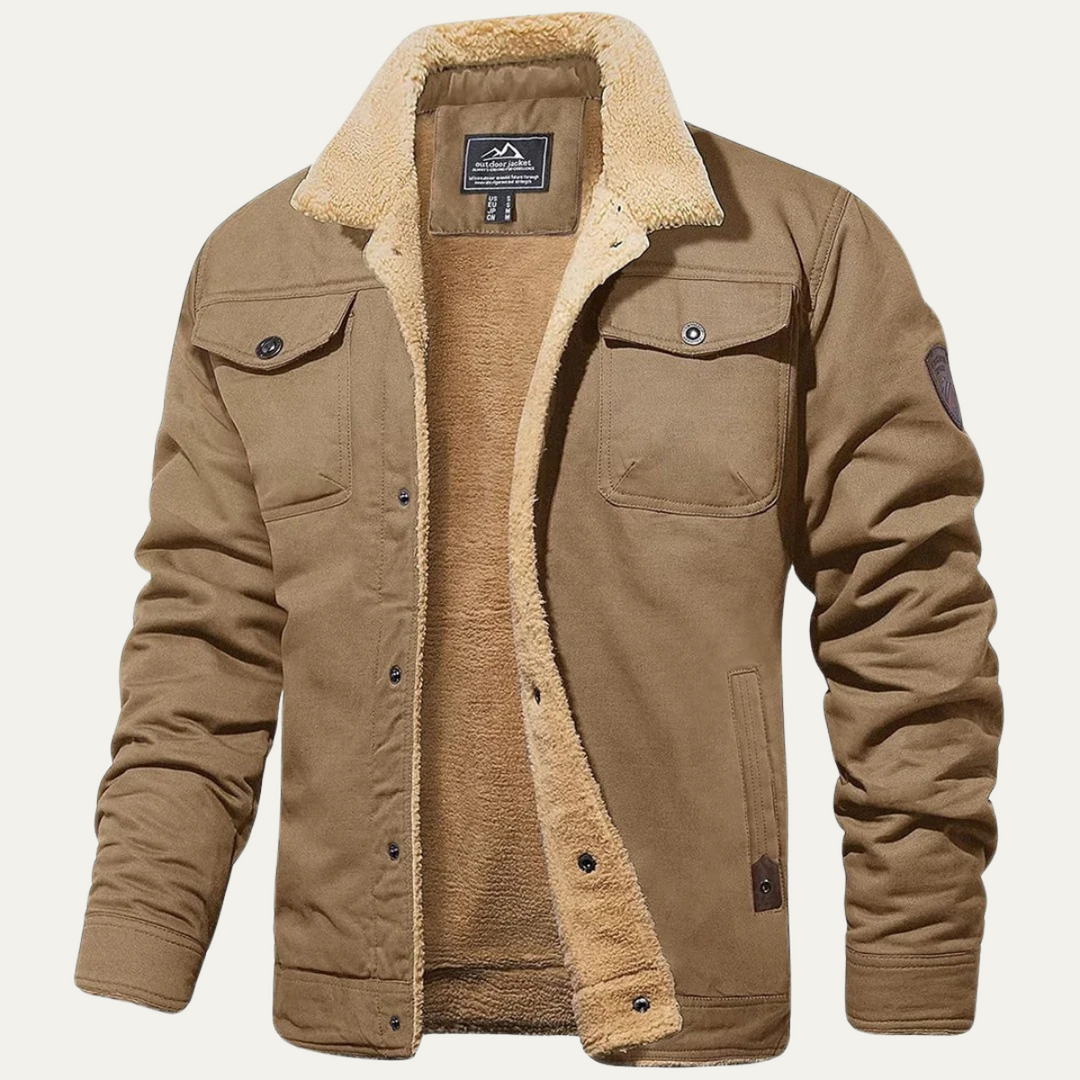 Men's fleece-lined hooded winter coat