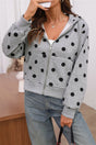 Cropped polka dot hoodie with hood and front zip fastening
