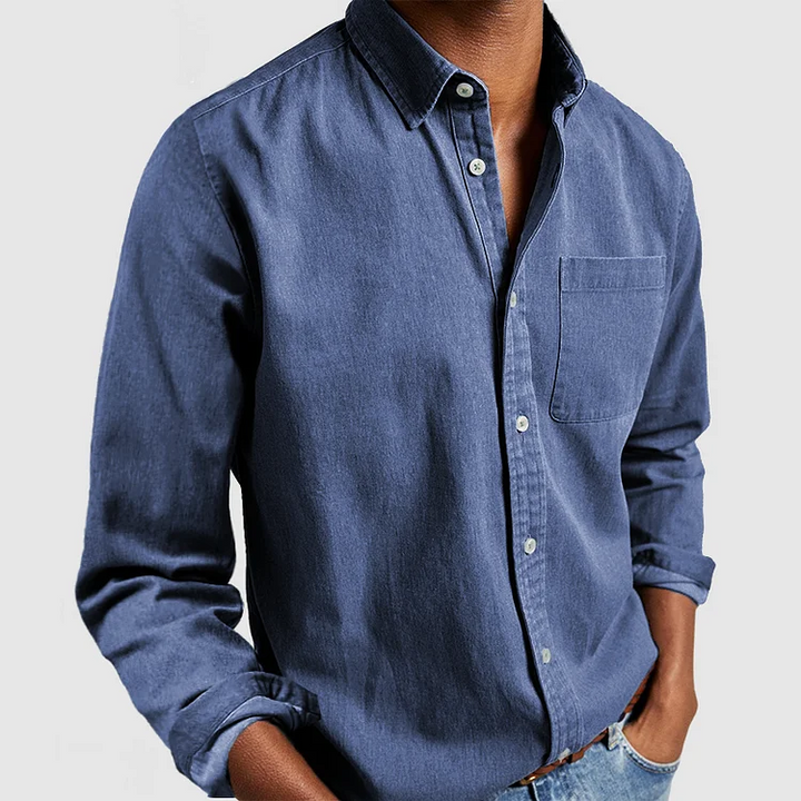 Men's Breathable Smart Casual Shirt, Long Sleeve Button-Down Regular Fit Dress Shirt