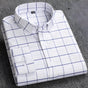 Men's long sleeve checked shirt with button-down collar and buttoned cuffs