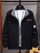 Men's textured fleece jacket with high collar and zipped pockets
