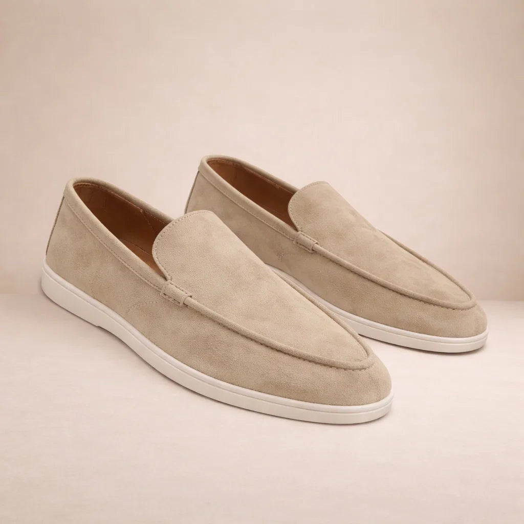 Men's Suede Loafers, Plain Apron Front, Slip On Cupsole