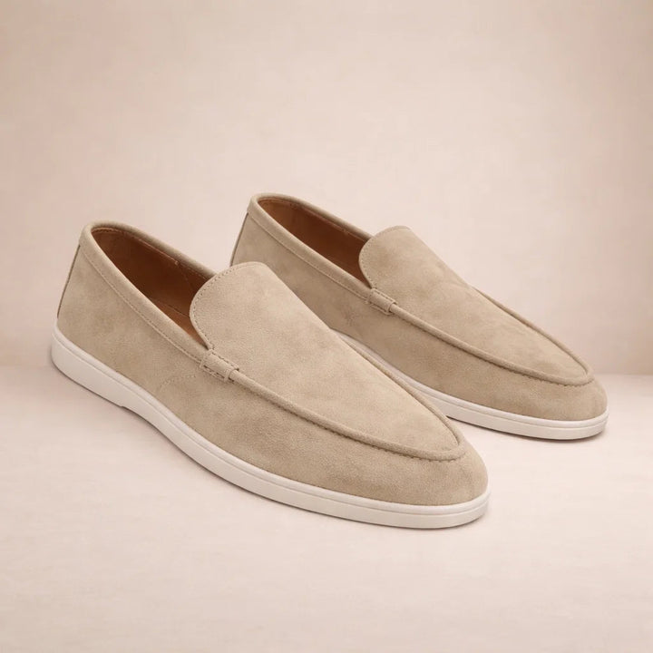 Men's Suede Loafers, Plain Apron Front, Slip On Cupsole