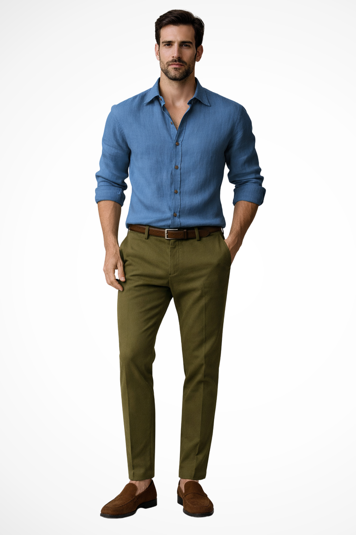 Men's Linen Shirt, Button-Down Casual Smart Summer Shirt with Breathable Fabric
