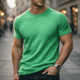 Men's Crew Neck Short Sleeve T-Shirt, Green, Blue