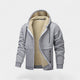 Men's hooded zip cardigan with fleece-style lining and ribbed trims