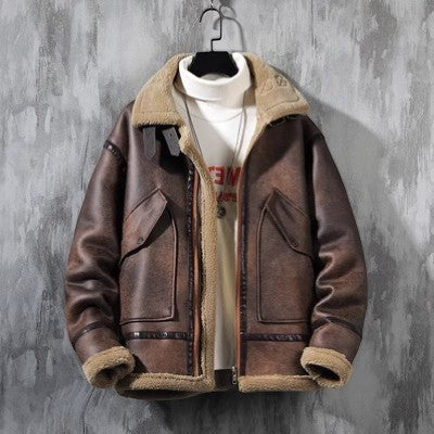 Men's textured-lined zip front jacket shown in brown and black colourways